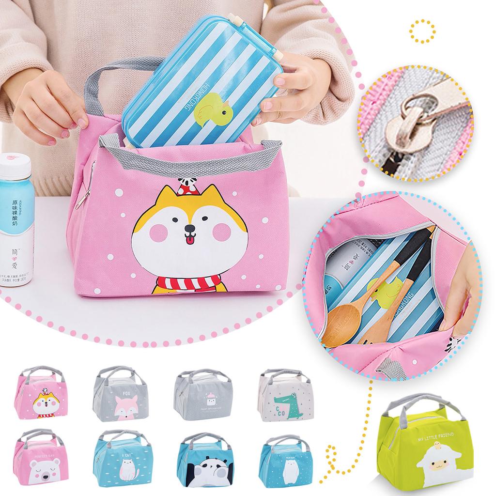 Fashion Portable Cartoon Lunch Food Fresh Pouch Picnic Drink Cold Handbag