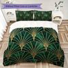 Deco Golden Fan Pattern Bedding uilt Set uilt Cover Pillowcase Home Decoration Birthday Gift (1 * duvet cover + 2 * pillowcase without core)