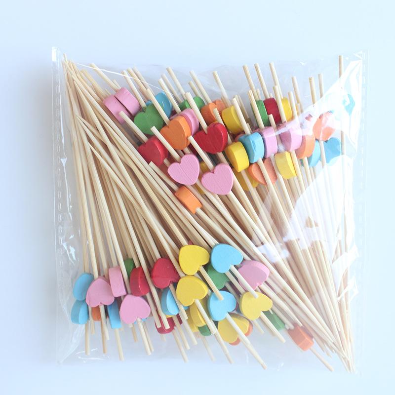100Pcs Disposable Bamboo Skewers Food Picks Buffet Cupcake Fruit Fork Salad Vegetable Sticks Toothpick Skewer Party Cake Dessert