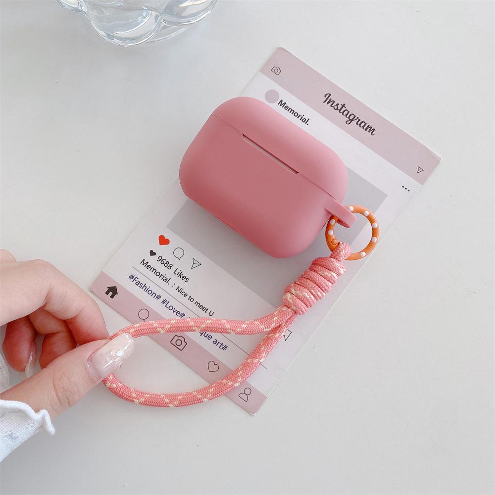 Simple Solid Color Silicone Earphone Cover for Apple AirPods 1 /1 Generation Polka Dot Short Rope Case PRO1 PRO1