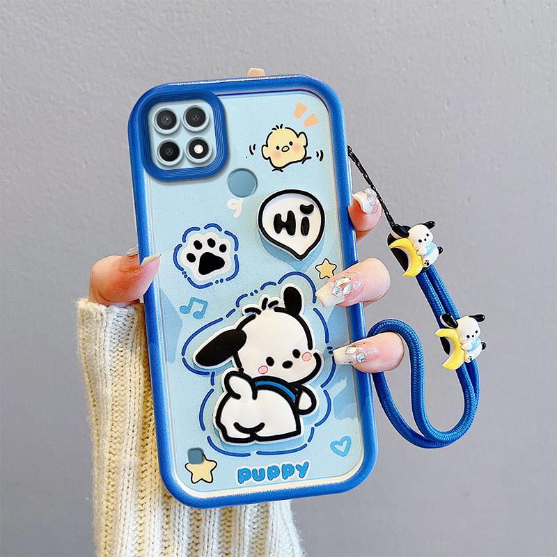 KEYSION Shockproof Case for Realme C21 Y C25Y C25S with Lanyard Silicone Cute 3D Cartoon Doll Phone Cover for Realme C11 C12 C15