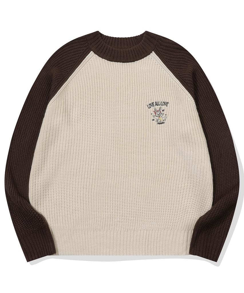 CPGN STUDIO Hoppy Raglan Block Knit Brown