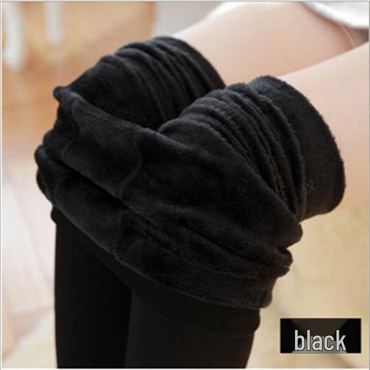 Plus-Size Fleece-Lined Thick Leggings, Pearl Velvet Polyester, Warm Footed Pants for Autumn & Winter