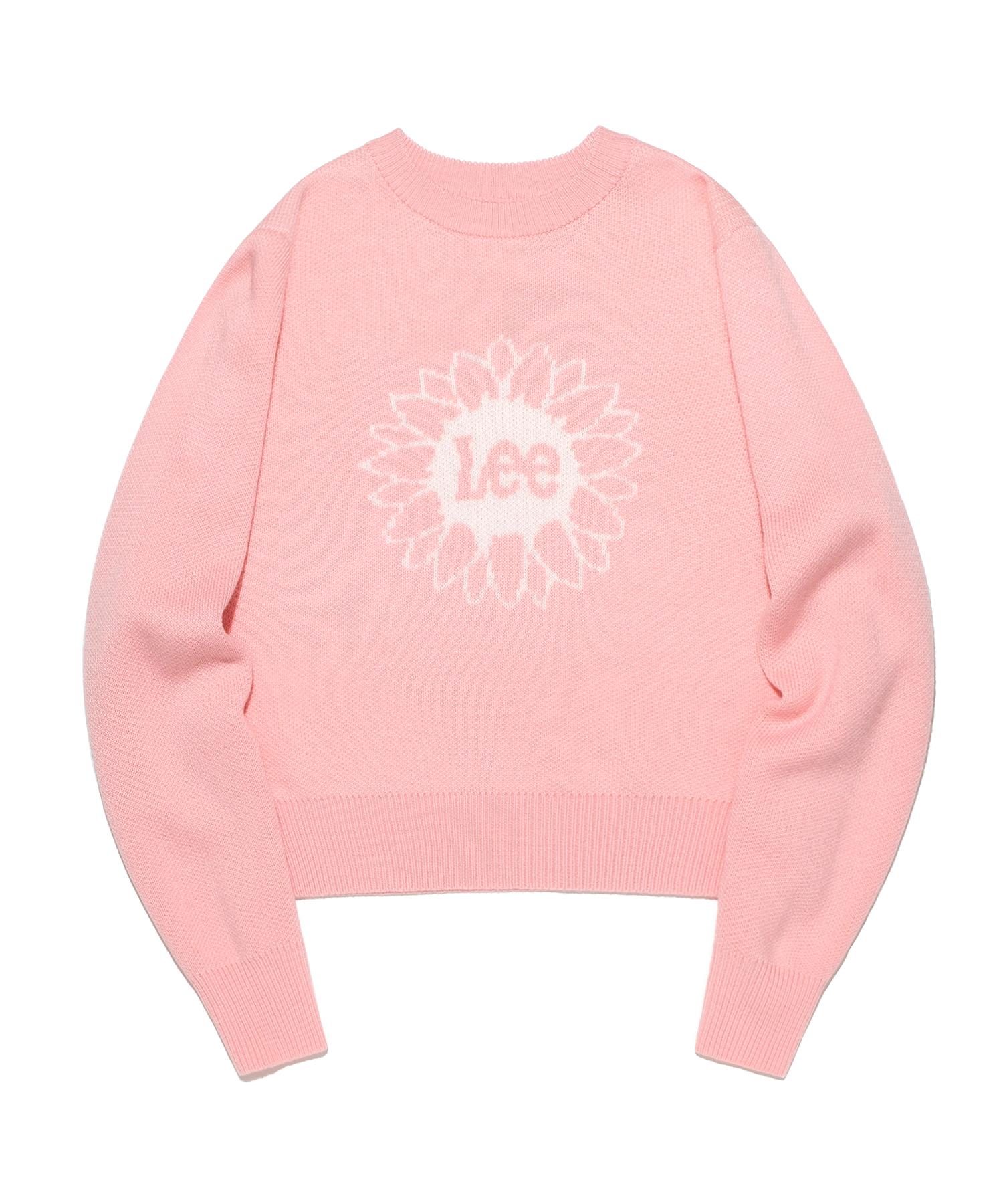 Lee Women S Round Neck Flower Knit Pink M