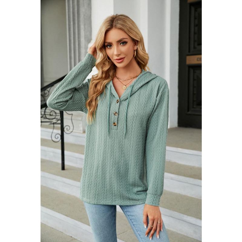 YYFS Women's Fashion Casual Solid Color Print Long Sleeve Hooded Hoodies & Sweatshirts