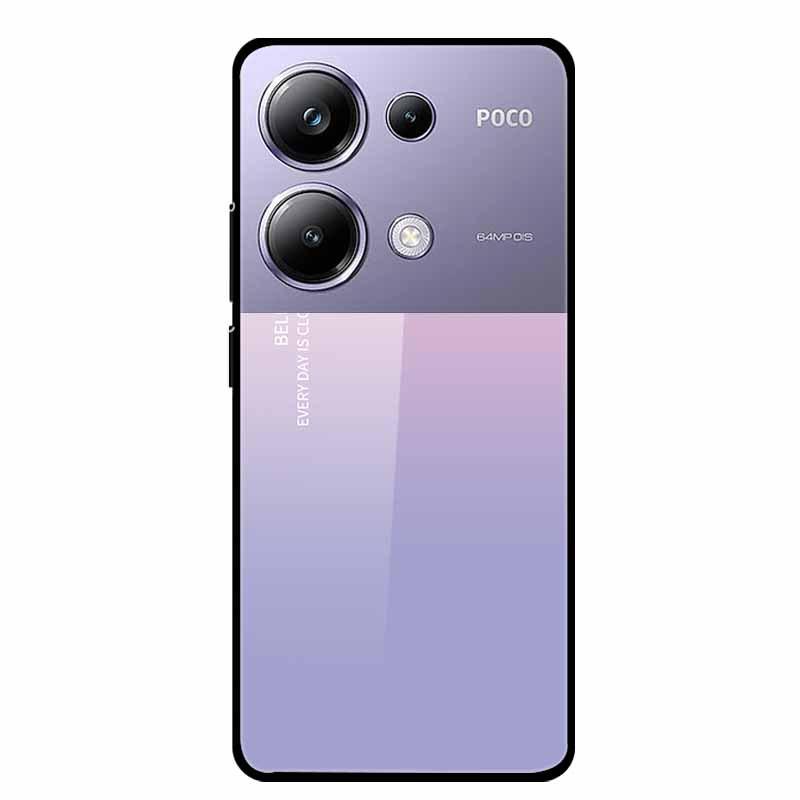 Colorful Aesthetic Tempered Glass Phone Case for Redmi 12 5G & POCO M6 PRO