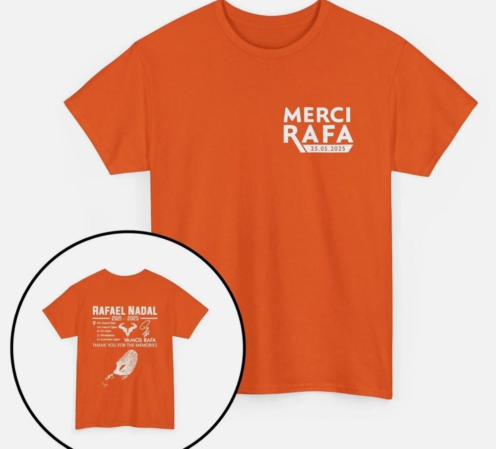 Rafael Nadal Merci Rafa 25.05.2025 Tennis T-Shirt, Thank You for Ther Memories Unisex T-Shirt M
