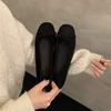 Red Ballet Single Shoes Women's 2025 New Bow Retro Evening Wind Flat Bottom Ladyshoes Square Head Shallow Mouth Grandma Shoes