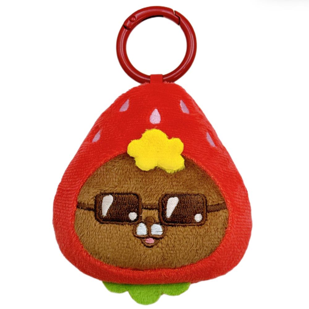 KAKAO FRIENDS Ryan Lion Fruit Plush Handheld Mirror & Bag Charm Keychain