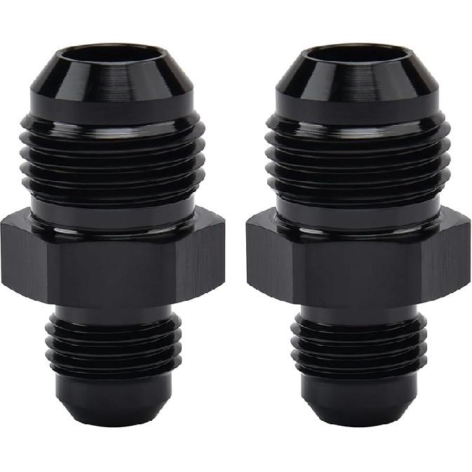 EVIL ENERGY 6AN Male to Male Flare Coupler Union Straight Fuel Hose Adapter Fitting Black 2PCS
