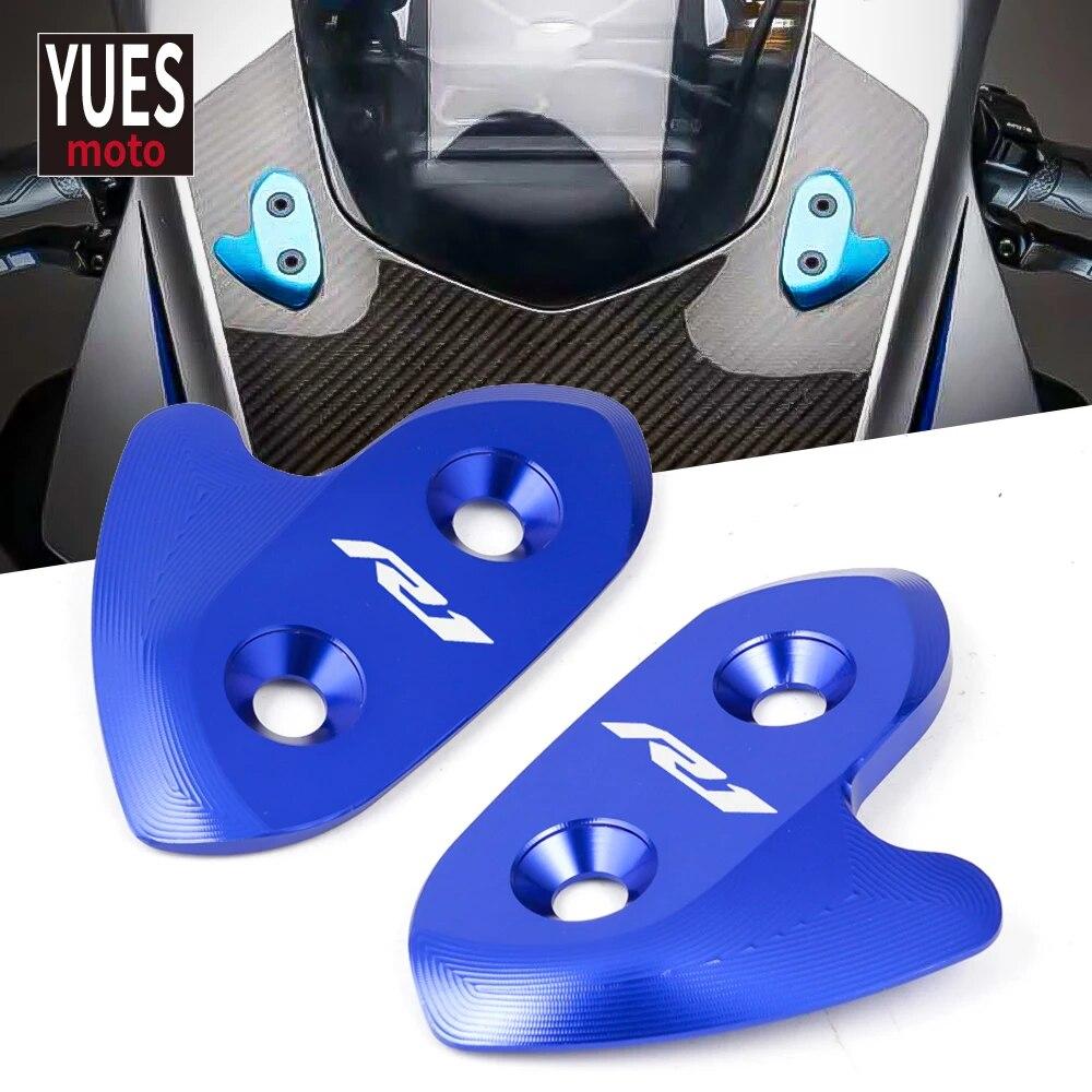 Moto Accessories Mirror Hole Cover Windscreen Driven Mirror Eliminators Cap For YAMAHA R1 R1M YZF R1 2015 2016 2017 2018