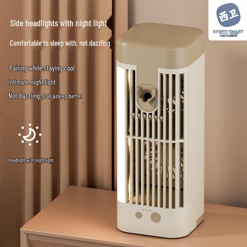 USB Night Light Mini Air Cooler Fan for Dormitory With Water Cooling and Spray Function
