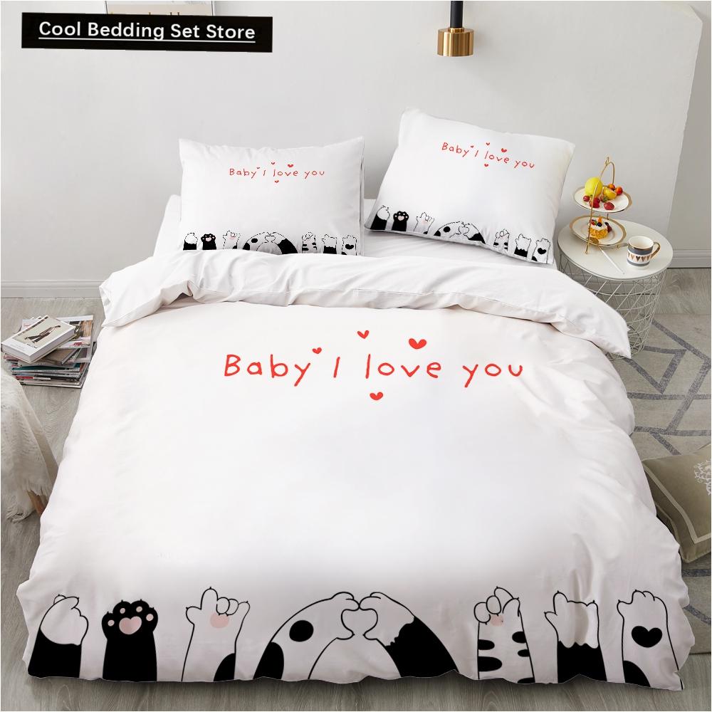 Animal Kitty King Queen Duvet Cover Lovely Pet Cat bedding set Cartoon Quilt Cover 2/3pcs Colorful Polyester Comforter Cover