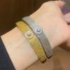 18K Gold Plated Zircon Flower Bangle - European & American Trend, Light Luxury Fashion Bracelet for Women