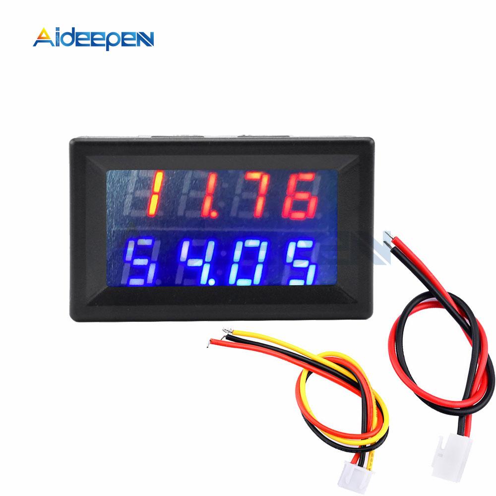 0.28 Red Blue Digital LED Mini Display Module DC0-100V DC0-200V Voltmeter Voltage Tester Panel Meter Gauge for Motorcycle Car