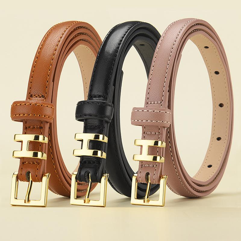 Small Belt Women'S Simple Thin Belt Women'S Decoration High-End Jeans Belt Narrow Trendy Black