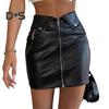 Punk Stil Frauen Winter Mini Rock Hohe Taille Taschen Zipper Verschluss Kurzen Rock Slim Fit Hüfte Gewickelt Sexy Faux leder Rock
