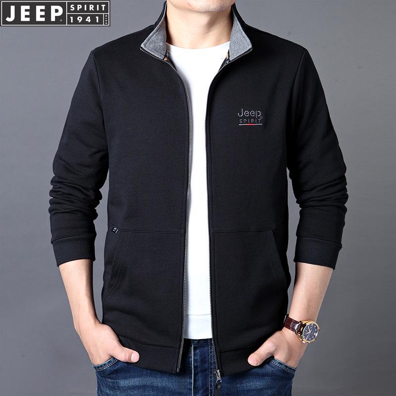 

JEEP SPIRIT Men s Stand-Up Collar Loose Cardigan Jacket 3XL (185-200 jin) чёрный