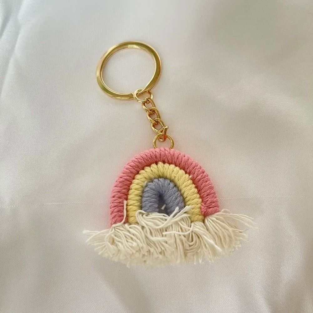 Fashion Three Color Rainbow Key Chain Pretty Knitted Rainbow Keychain  Gifts