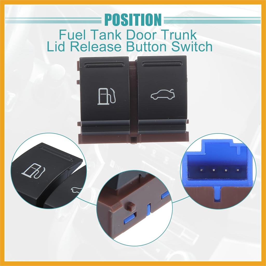 Fuel Tank Door Trunk Lid Release Button Switch Fit for VW CC 2009-2017 No.3C0959903B/3C0959903BREH - Pack of 1 Black Replacement