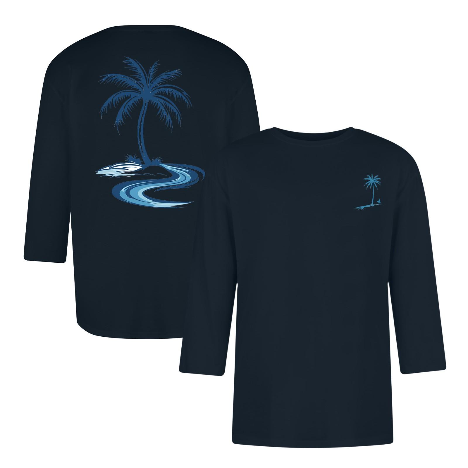 

Мужская повседневная и модная футболка с принтованным воротником и рукавами три четверти XL тёмно-синий