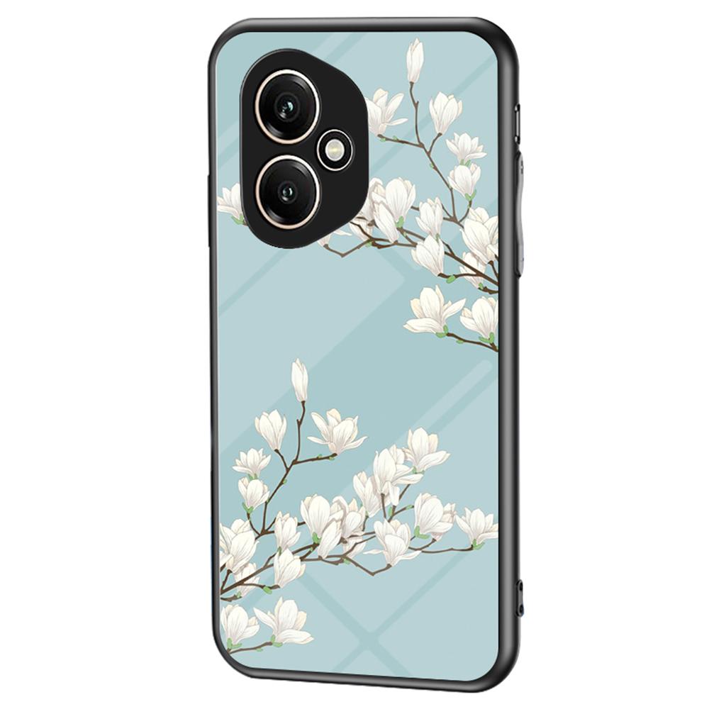 For Honor 400 5G (Global) Case Floral Pattern TPU+Tempered Glass Protective Phone Cover