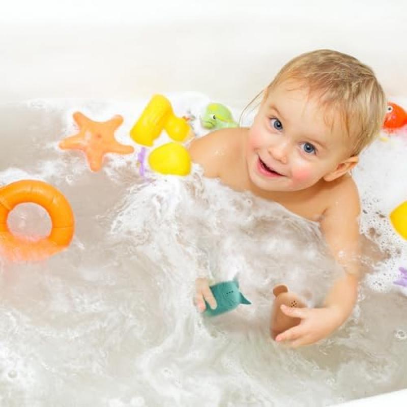 Baby Bath Toys Set - 4 Pack Soft Silicone Bathtub Toys Floating Water Toys, Sensory Squeeze Toys for Toddlers, Cute Animal Shapes Pool Toys