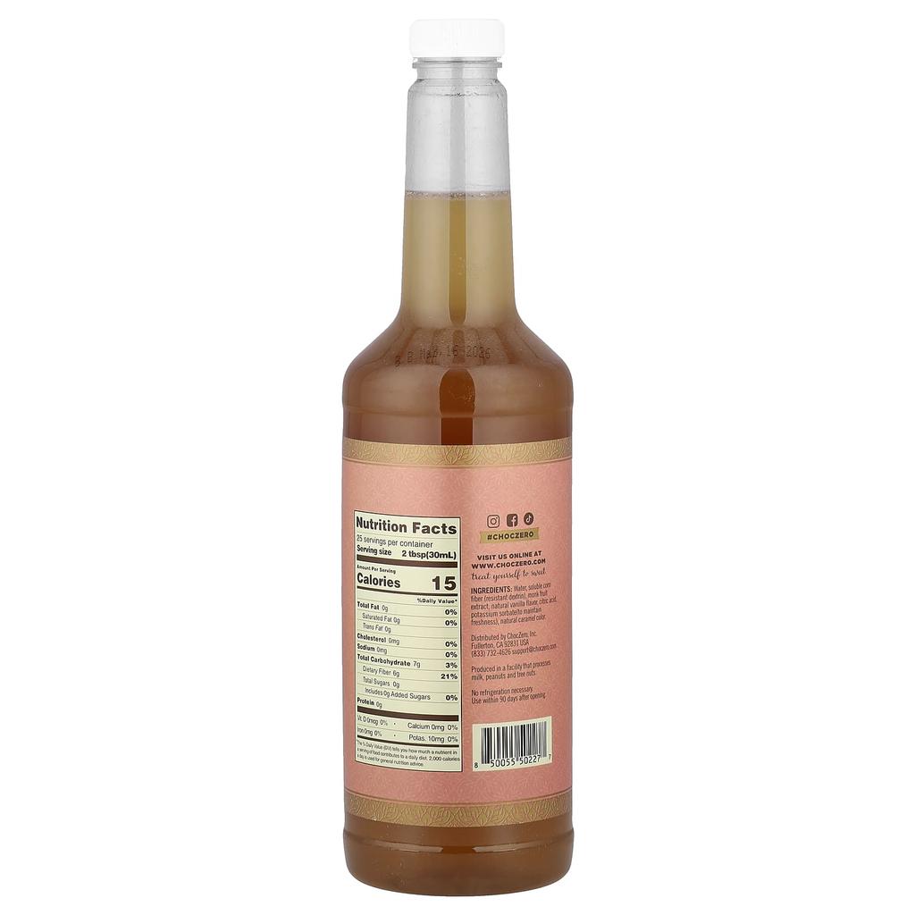 ChocZero Premium Syrup, Toasted Marshmallow, Sugar Free, 750ml (25.4 Fl Oz)