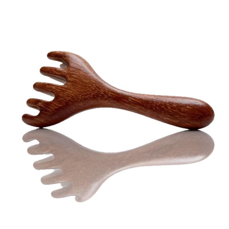 Sandalwood Six-Claw Antler Comb for Meridians and Scalp Acupoint Therapy