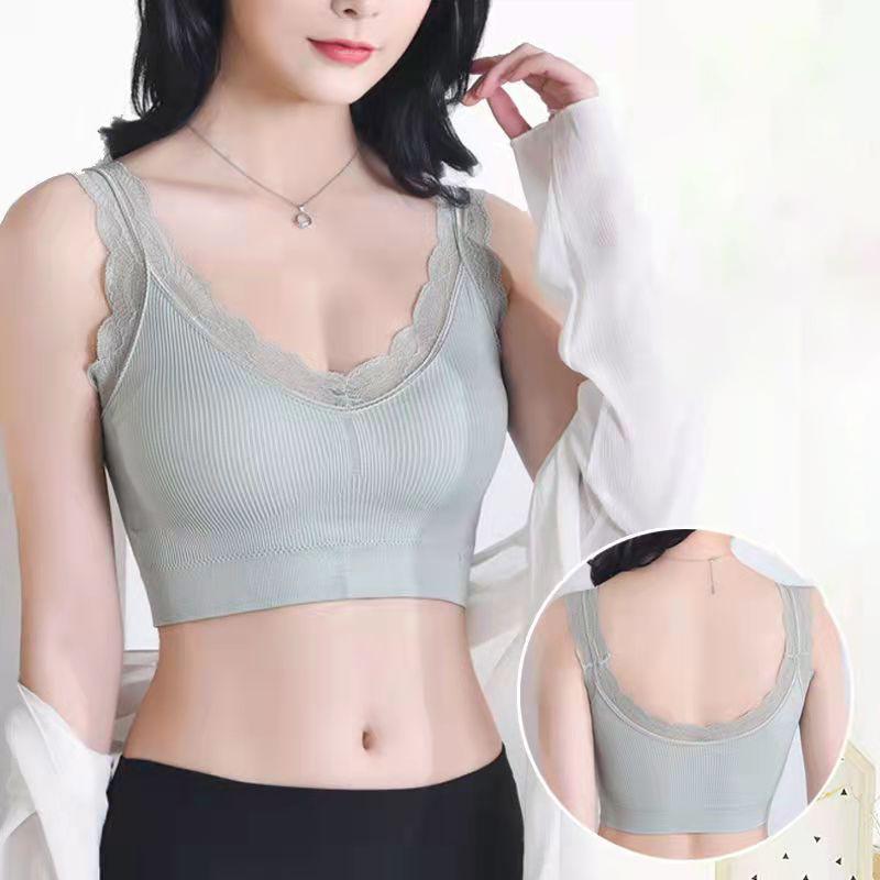 Damen Sexy Spitze Umwickelte Brust Push-Up BH Top Schöne Rücken Unterwäsche Tube Top Tragen Anti-Blend Sportunterwäsche Ohne Stahlring Sammelt die Brust