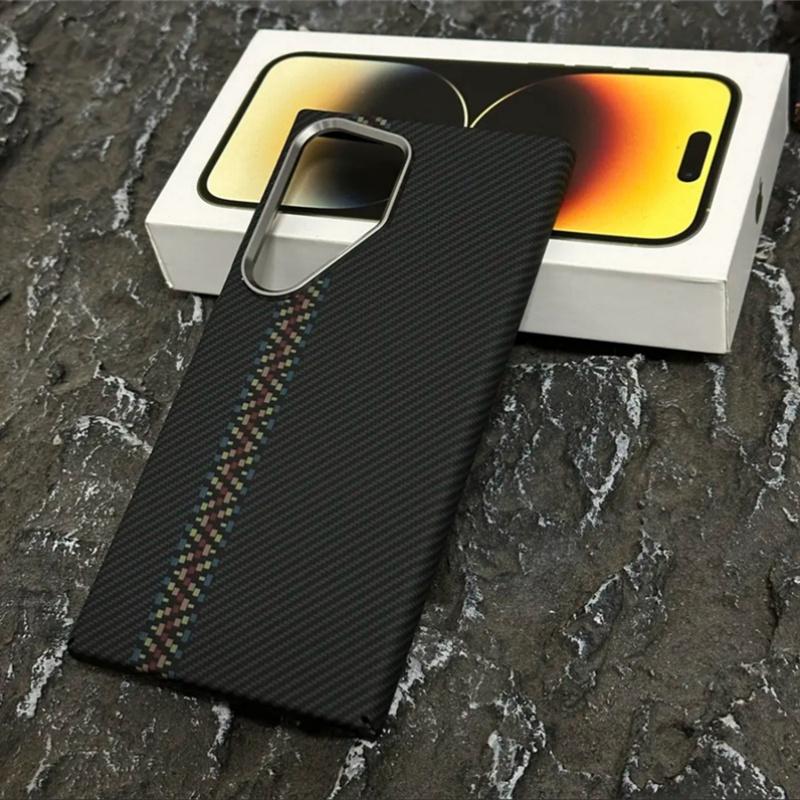 Luxury Carbon Fiber Wireless Charging Magsafe Case for Samsung Galaxy S25 S23 S24 S22Ultra Plus Alloy Lens Protection Hard Cover