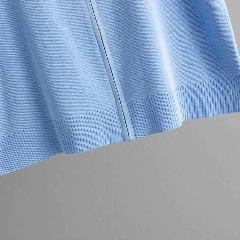 Women's Fashion Semi High Neck Solid Color Short Sleeved Zipper Set Wide Leg Pants Two Piece Set