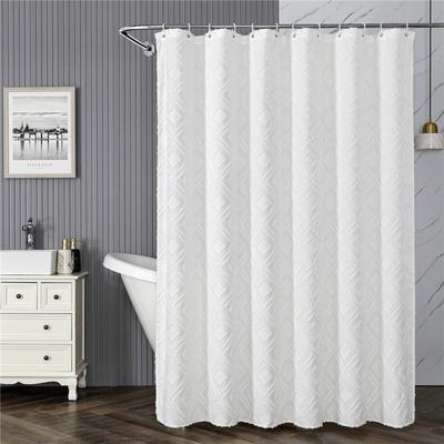 White Geometric Stereo Polyester Bathroom Waterproof Mildew Proof Fabric Partition Curtain Shower Curtain