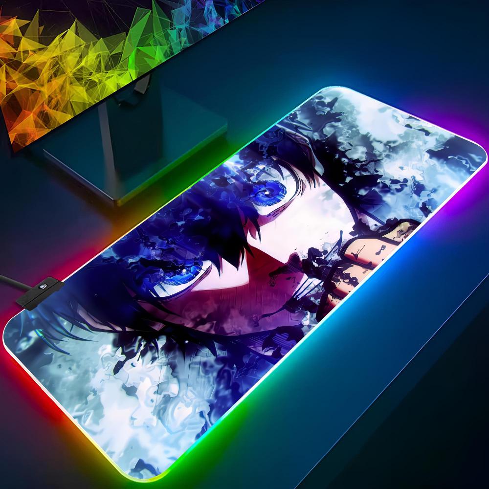 Blue Lock Nagi Seishiro Mouse Pad Gaming Rgb Cartoon Mousepad Backlit Keyboard Gamer Girl Xxl Laptop Mat Table Pads Deskpad