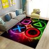 Game Controller Carpet Neon Gamepad Circle Cross Square Triangle Non-slip Rug Mat Living Room Home Decoration ONE MORE GAME