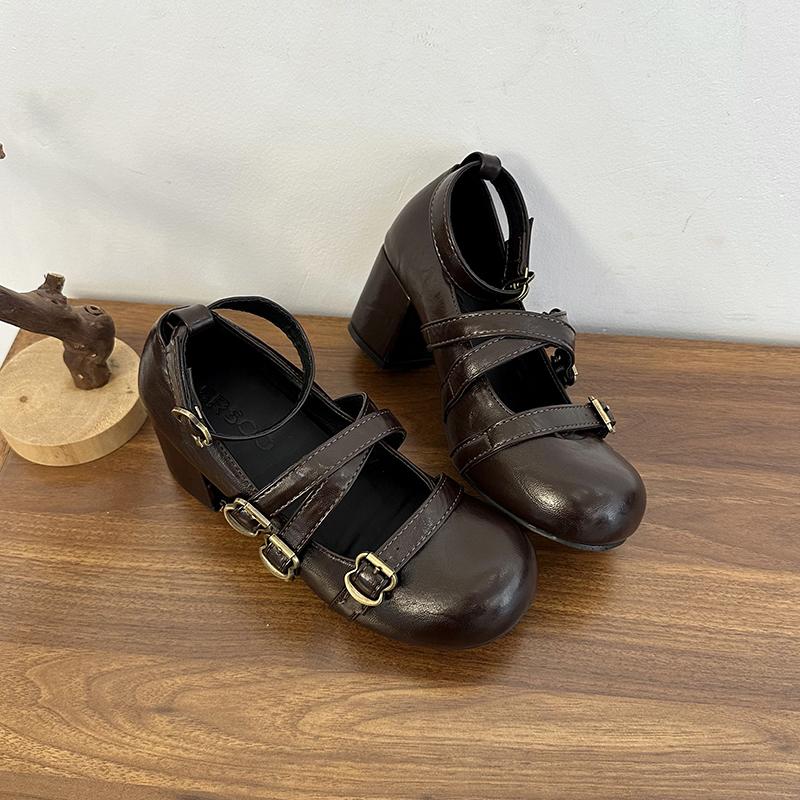 Women's Shoes Classic Belt Buckle Design Women's Single Shoes Fashion Mary Jane Shoes Fashion Shallow Mouth Low Heel Single Shoe