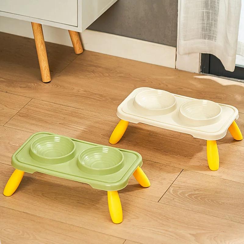 Elevated Double Pet Bowls for Cats Dogs Non-Slip Raised Food Water Feeder Set Protect Neck Pet Feeding Dishes