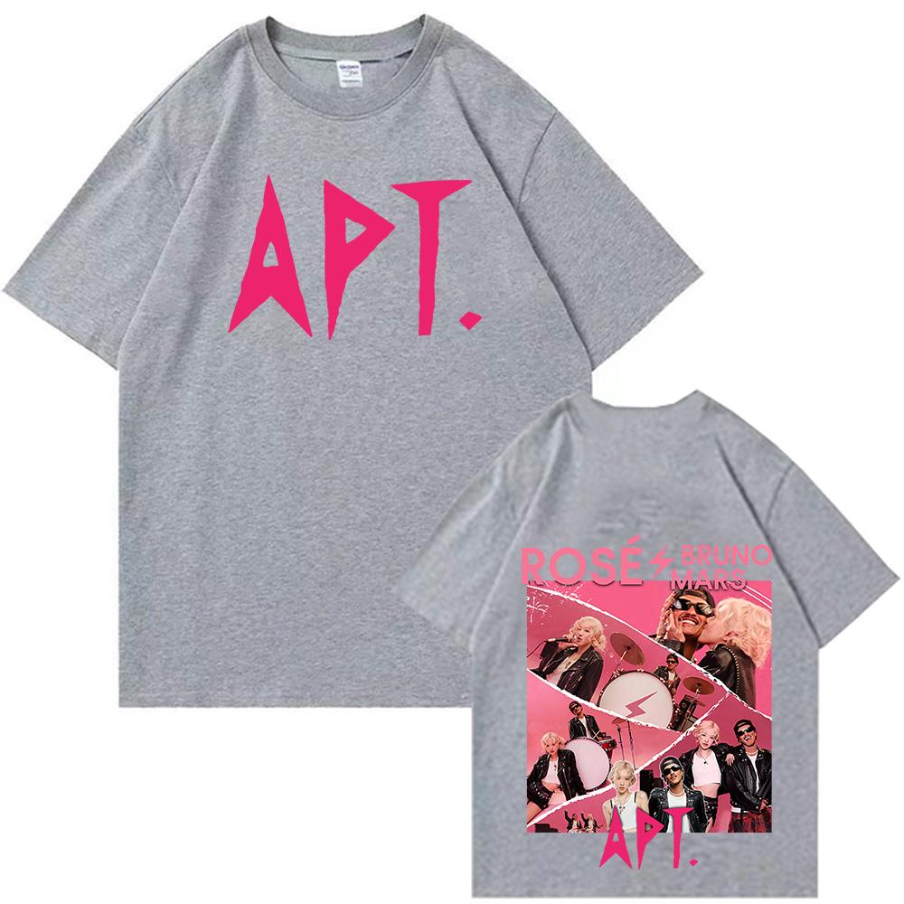 2025 Bruno Mars And Rose APT TShirts Unisex Harajuku ONeck Short Sleeve Popular Music Shirts Fans Gift
