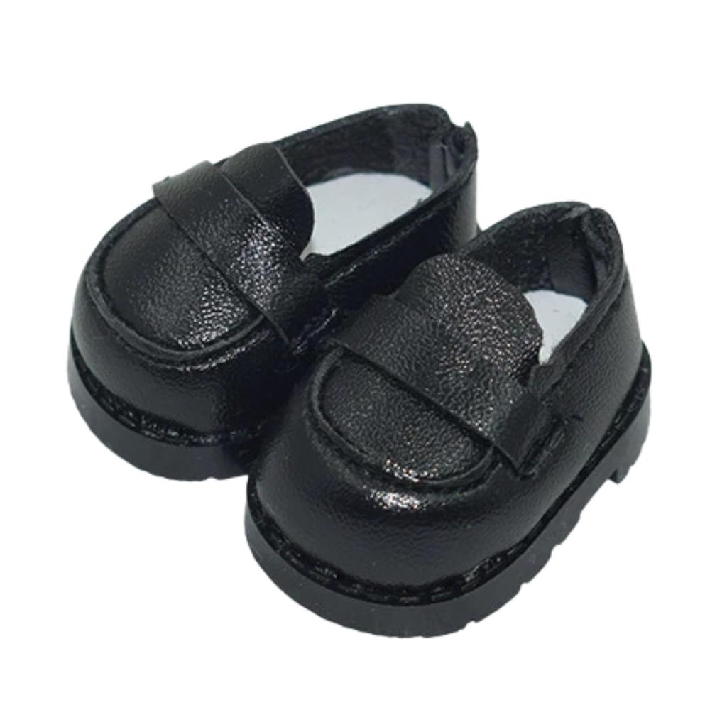 AXLUCE Plush Toy - Shoes - Plush Doll Clothes - 10cm Leather Shoes Doll Loafers (Black)