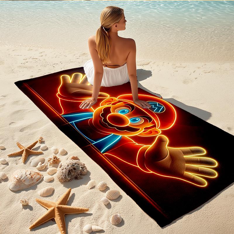1Pc Neon Mario Adventure Beach Towel Quick Dry Multiuse For Beach Pool Gym Yoga Home Travel Christmas Halloween Xmas Gift S1246