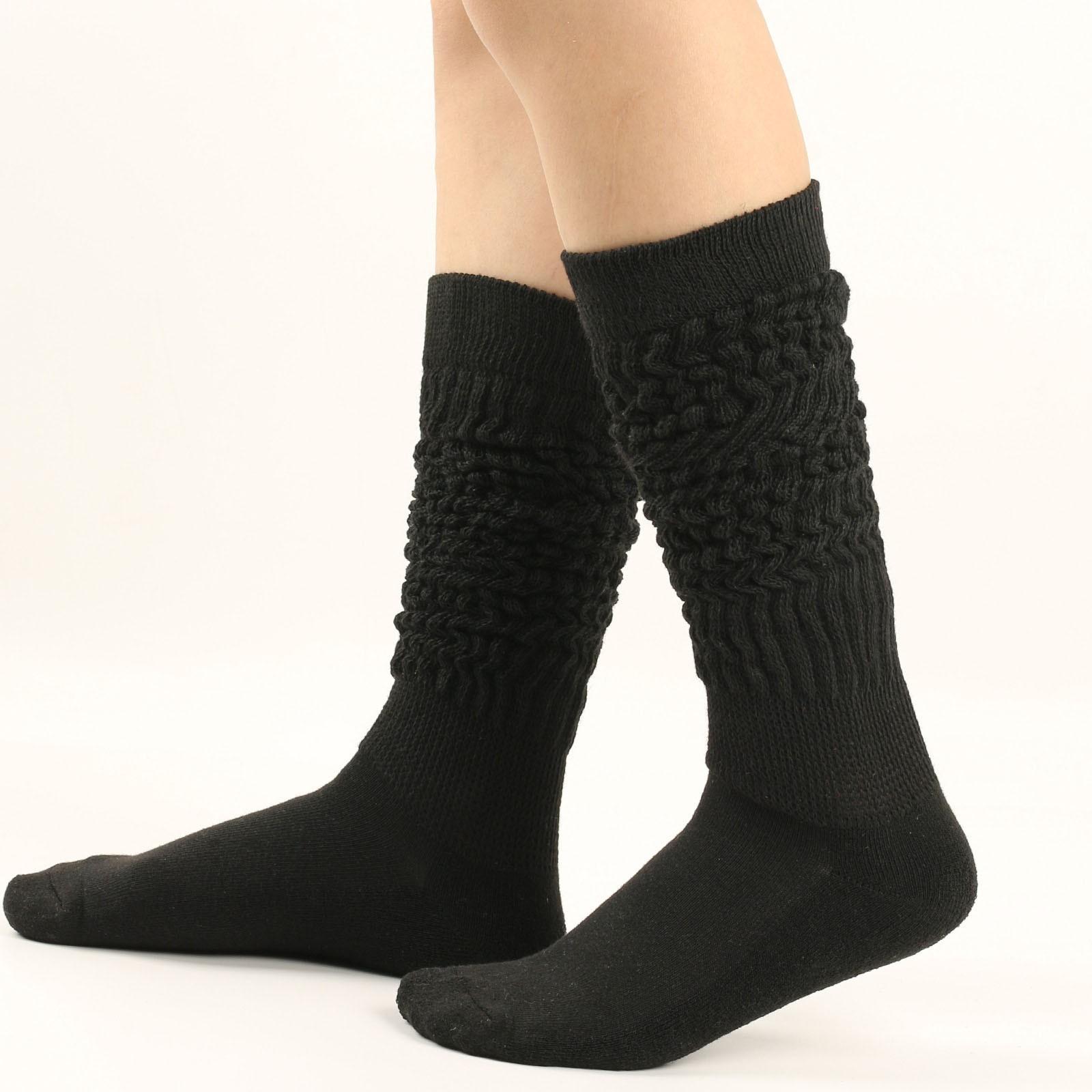 Thick Terry Loop Knee High Socks and Bubble Socks for Men and Women Warm Leg Protection Comfortable Fit Soft Fabric One Size чёрный