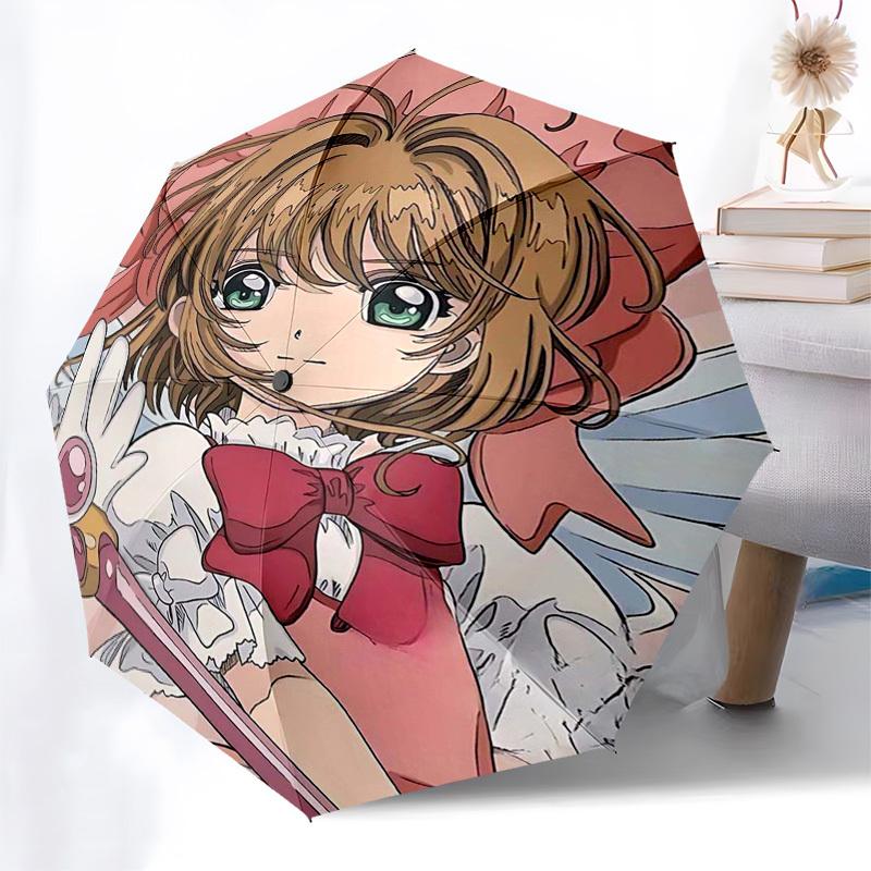 1pc Cardcaptor Sakura Outdoor Umbrella - Automatic Opening/Closing, Portable 3-Fold Design with 8-Bone Iron Frame - Perfect Gift for Fans, Travelers,