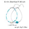 Cute Blue Starfish Beaded Anklets Set for Girls Matching Handmade Elastic Foot Bracelets Summer Holiday Jewelry Best Friend Gift