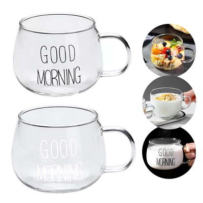 Kaffee Glasbecher Über Nacht Haferflocken Behälter Tee Getränke Milchflasche mit Henkel Buchstabenaufdruck Transparent Kreative Dessertbecher