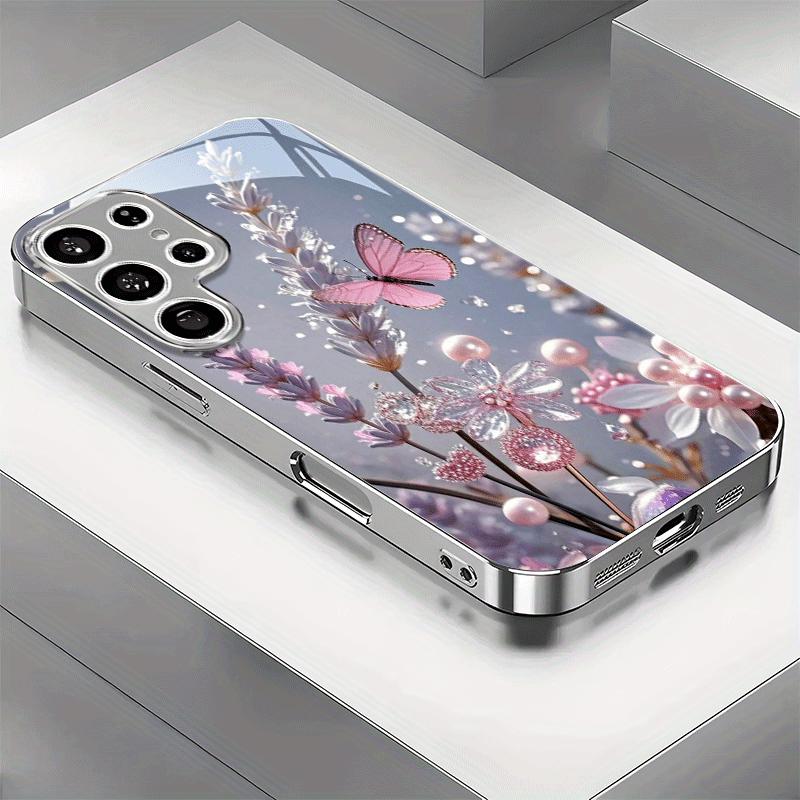

Гальванизированный золотой новый чехол для телефона для Samsung Galaxy S26 Ultra S25 Plus S24 S23 S22 fe закаленное стекло Художественные текстурные узоры For Galaxy S26
