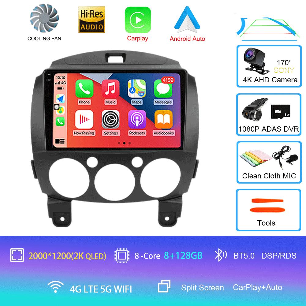 Android 14 Car Radio Multimedia Player For MAZDA 2 Mazda2 2007 2008 2009 2010 2011 2012 2013 2014 GPS Navi 2 Din Autoradio QLED