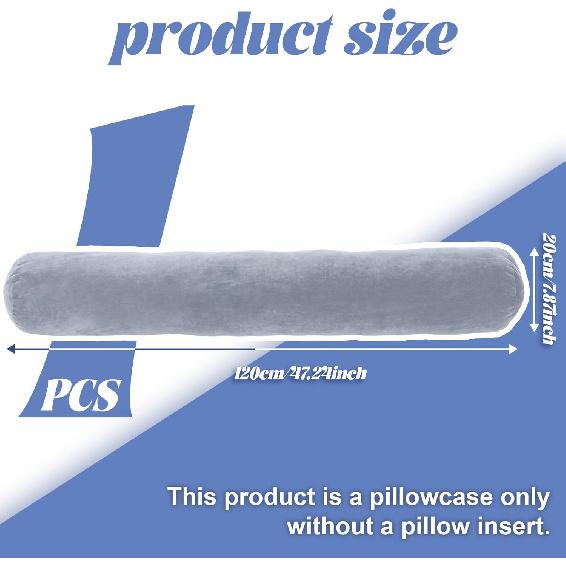TIESOME Round Body Pillow Cover, 7.9 x 47Inch Round Bolster Body Pillow Case Soft Long Full Body Pillowcase with Zipper for Bedroom, Living Room Dark