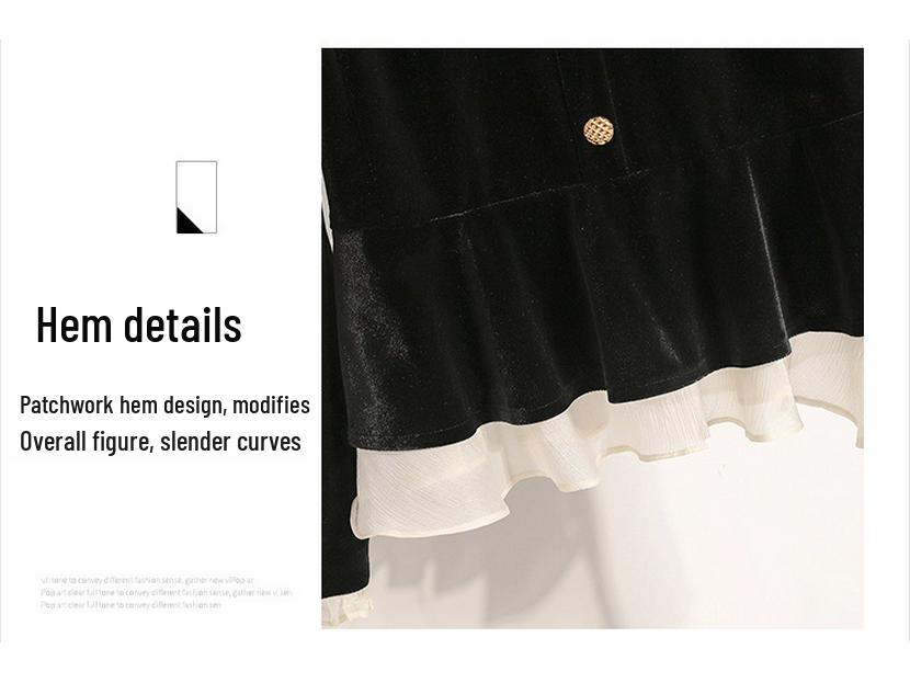 Plus Size Women's Autumn & Winter High-End Loose Top with Black Skirt Two-Piece Set