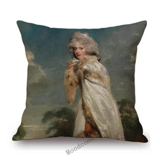 Royal Court Portrait Oil Painting Duchess Princess Ladyship Home Decoration Art Sofa Cotton Linen Throw Pillow Cushion Cover