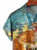 Tiger Print Aloha Short Flashy Summer Hawaiian Plus Size [syatu032-L] Shirt, Sleeve, Yakuza/Yankee Style, Outfit, Festival/Fireworks, Men's Fashion,